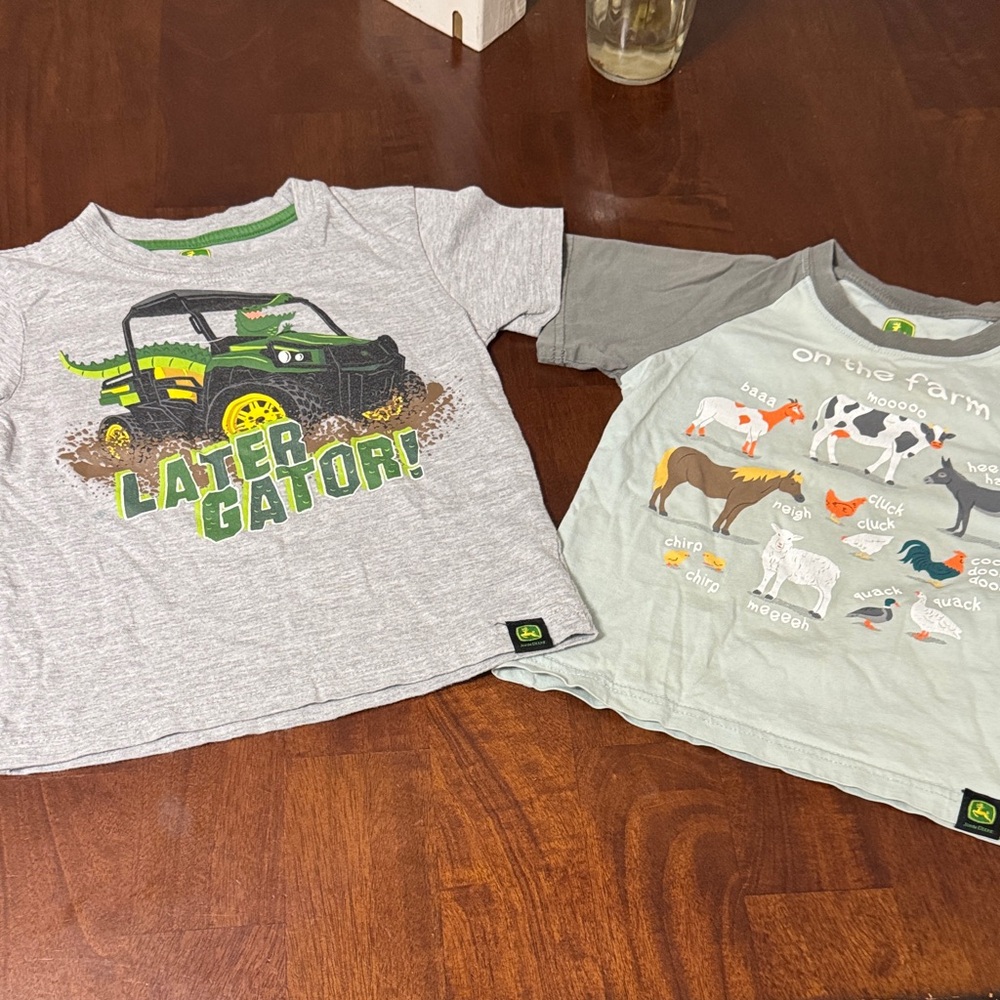 John Deere Kids' Gray Tees with Farm and Gator Designs